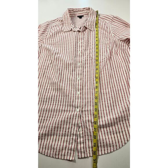 Torrid seersucker red Neutral striped tunic button up long sleeve top 1X career - Picture 6 of 7